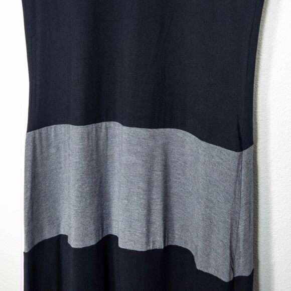GAP Maxi Dress Colorblock Black Monochrome Gray L Retro Groove - Picture 4 of 8